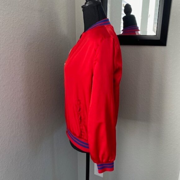 SUB_URBAN RIOT "Good Vibes" Red Silky Varsity Bomber Jacket Small - Picture 5 of 11